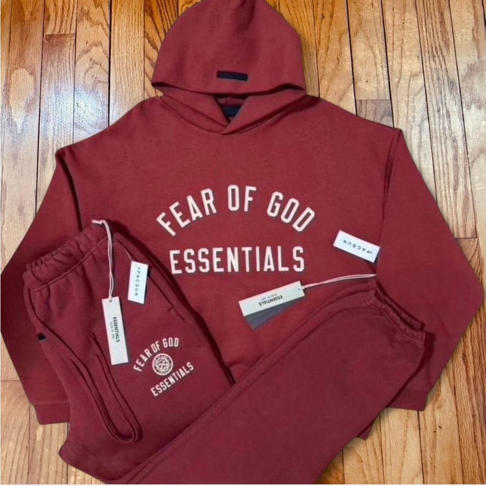 Fear of God Essentials Red set top and bottom crimson